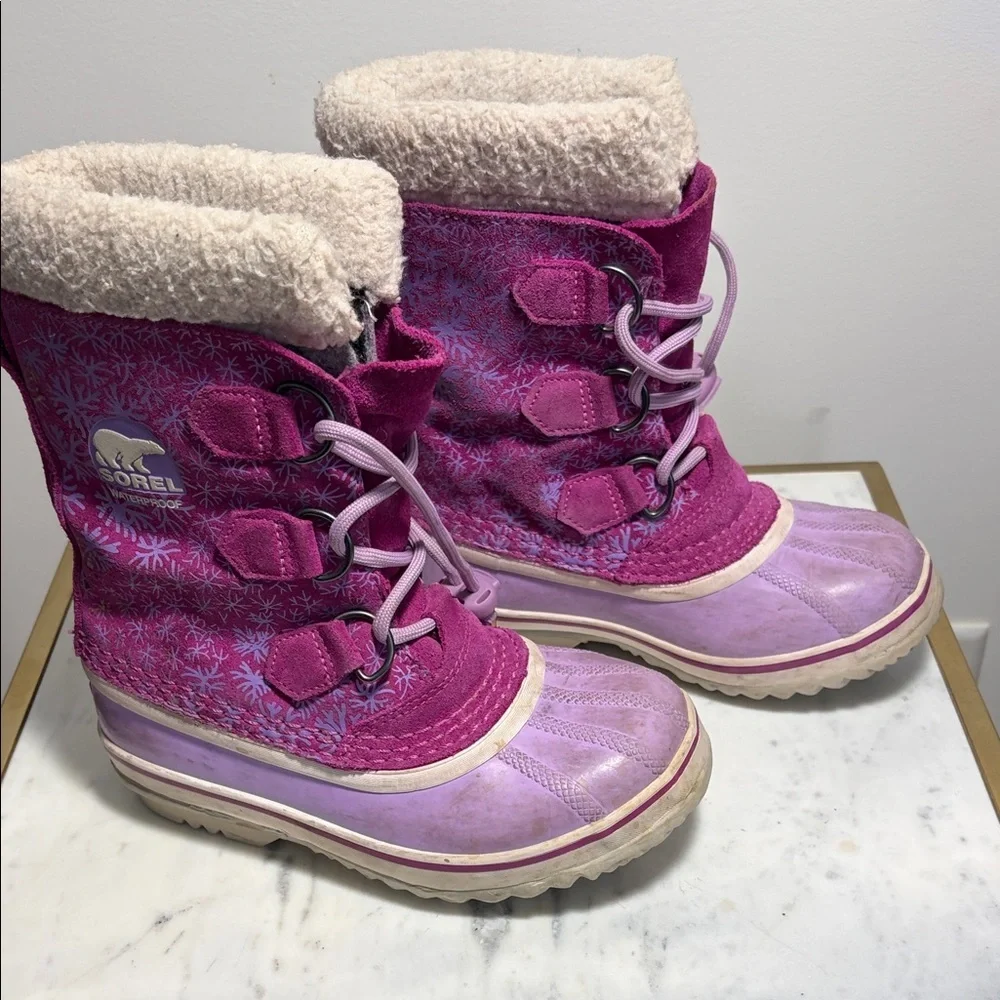 Sorel Girls Snowflake Insulated Fuchsia and Lavender Snow Boots